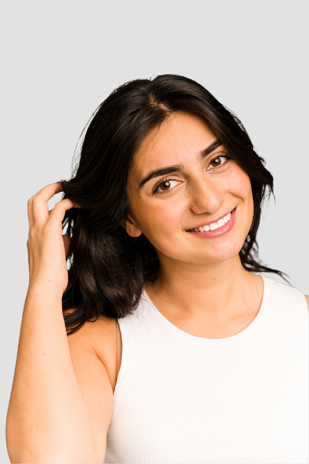 woodland hills hair restoration model smiling