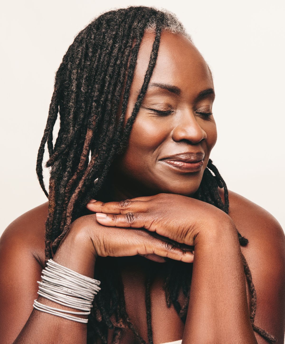 Woodland Hills microneedling model smiling