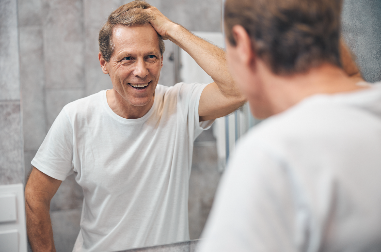 woodland hills prp model touching her face