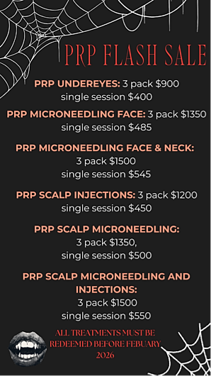 PRP flash sale pricing and treatment options.